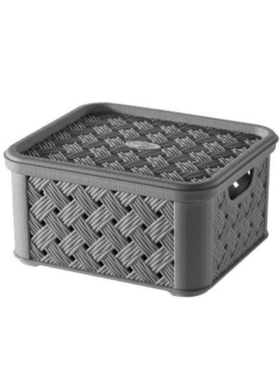 Boîte Organisatrice Avec Couvercle Gris 14X16X8Cm