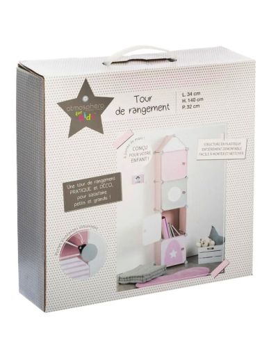Etagère Colonne Rose Pour Chambre D'Enfant 34X32X140Cm