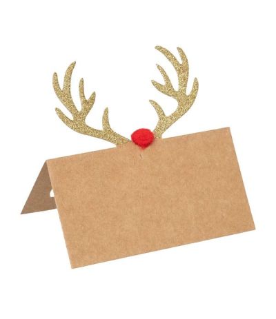 4 Weihnachtliche Tischkarten Aus Karton Mit Rentiermotiven