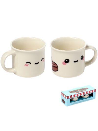 Set Di 2 Tazzine Da Caffè In Porcellana Kawaii 