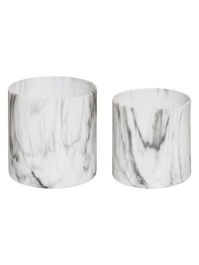 2er Set Dekovasen Marmor Keramik Schwarz und Weiß