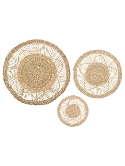 3Er Set Wanddekoration Léla Geflochten 18-28-38Cm