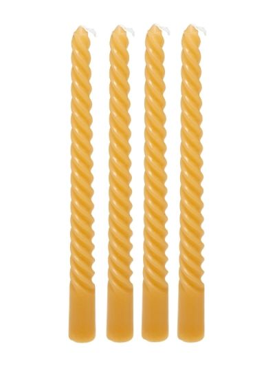 Set De 4 Bougies Bâton Twist Hugo Jaune 25Cm