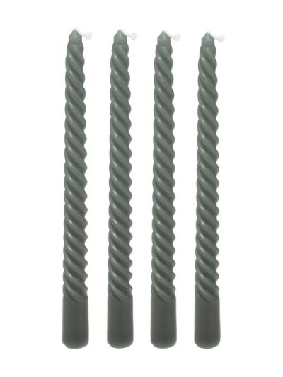 Set De 4 Bougies Bâton Twist Hugo Vert 25Cm