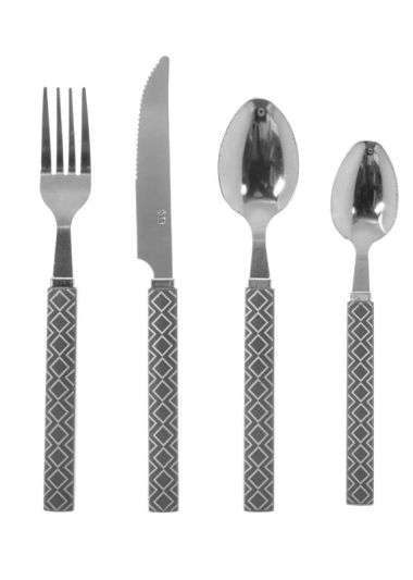 Besteckset Geo Grigio 24 Stücke Mit Besteckhalter