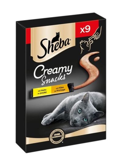 SHEBA Creamy Snacks Poulet Et Fromage 9X12G