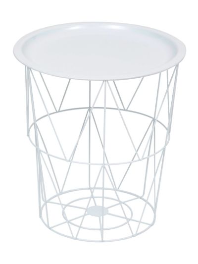 Table Basse Déco Kumi En Métal Blanc 40X37Cm