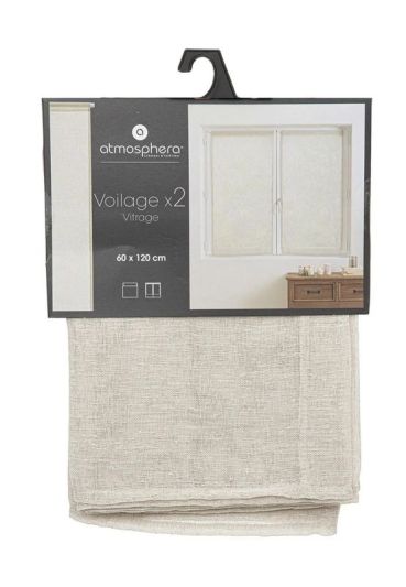 Paire De Rideaux En Tissu Voilage Fred Beige 60X120Cm