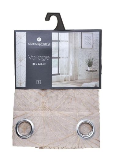 Rideau À Anneaux En Tissu Voilage Mia Beige 140X240Cm