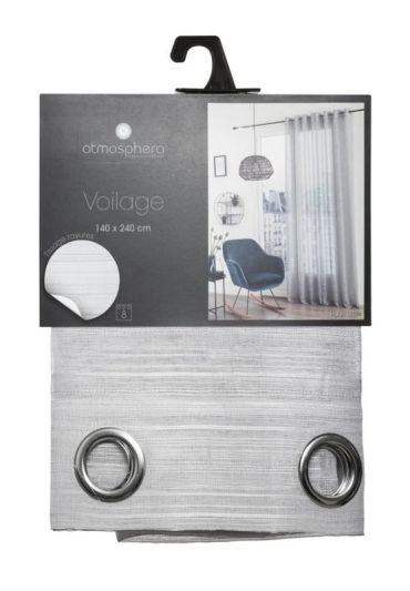 Rideau À Anneaux En Tissu Voilage Louis Gris 140X240Cm