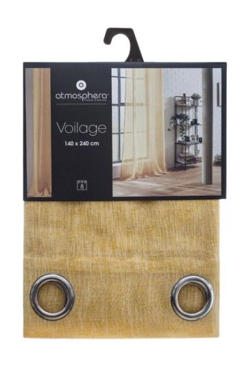 Rideau À Anneaux En Tissu Voilage Fred Ocre 140X240Cm