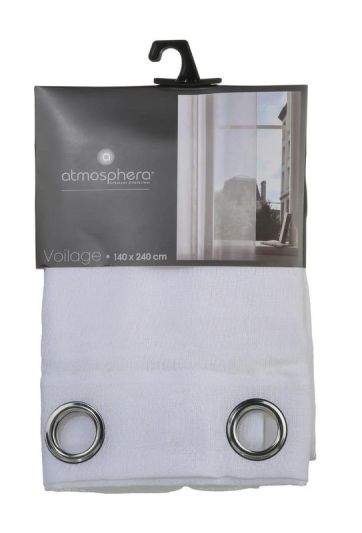 Rideau À Anneaux En Tissu Voilage Fred Blanc 140X240Cm