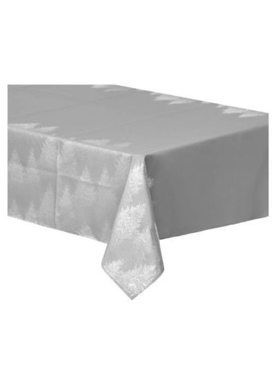 Tischtuch Weihnachten Silber Mit Bäumen 140X360Cm