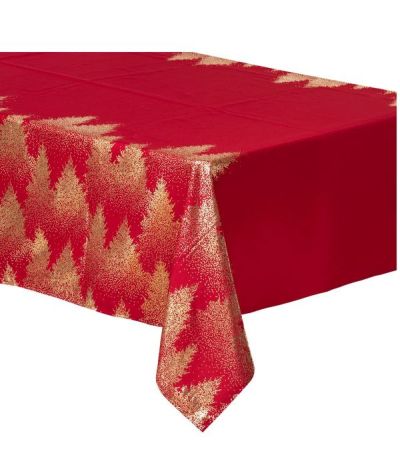 Weihnachtliche Tischdecke Mit Rot-Goldenem Druck 140X240Cm