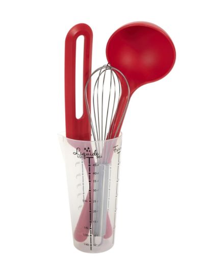 4 Rote Chandeleur-Backutensilien 33Cm