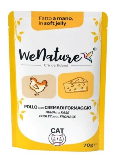 WENATURE Chat Sachet "Handmade In Soft Jelly" Poulet Et Fromage Frais 70G