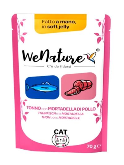WENATURE Chat Sachet "Handmade In Soft Jelly" Thon Et Mortadelle De Poulpe 70G