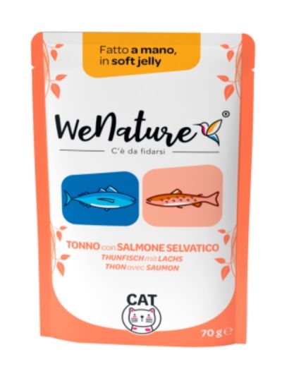 WENATURE Chat Sachet "Handmade In Soft Jelly" Thon Et Saumon Sauvage 70G