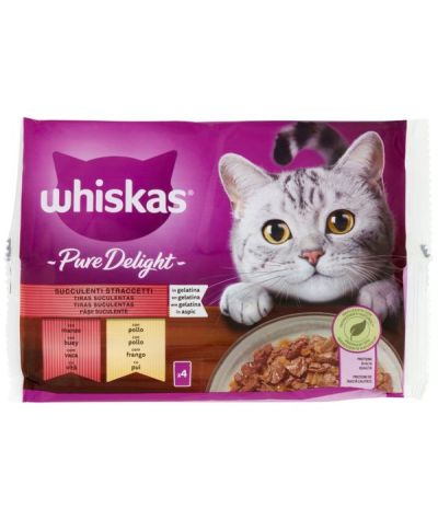WHISKAS Pure Delight Aliments Humides Bœuf Et Poulet 4X85G
