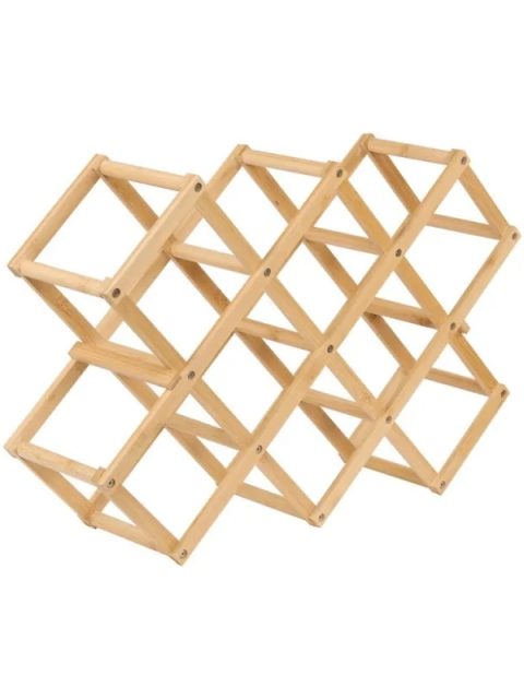 Porte-Bouteilles Pliable En Bambou Pour 10 Bouteilles 55Cm